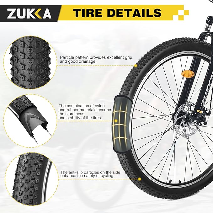 ZUKKA Bike Tire 20/24/26/27.5/29 x 2.125 Bike Tire 2 Pack Mountain Bike Tire Folding Replacement Tire for MTB Mountain Bike, Kids