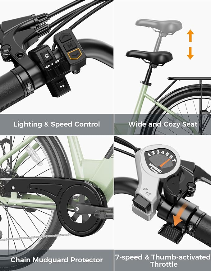 Jasion Roamer/ST/YC1 Electric Bike for Adults, 26" Commuter Ebike 1200W 528WH Removable Battery, 28MPH 62miles, Electric Bicycles for Women/Man, UL2849 Certified