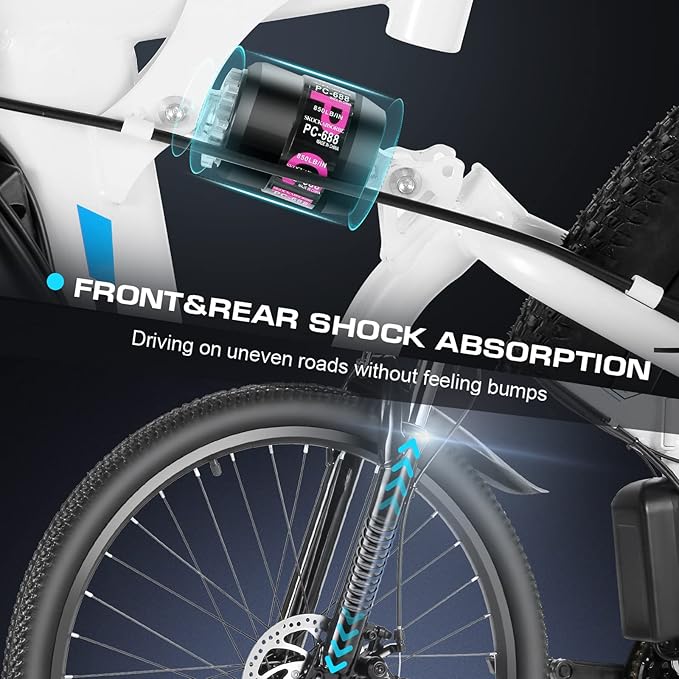 Vivi Electric Bike for Adults, 1000W Peak Folding Electric Mountain Bike 26'' Commuter Ebike 22MPH Foldable Ebike Adult Electric Bicycles with Battery, Dual Shock Absorber, SGS Certified to UL2849 | 750W Peak, Commuter Ebike, 22MPH, Removable Battery, ...