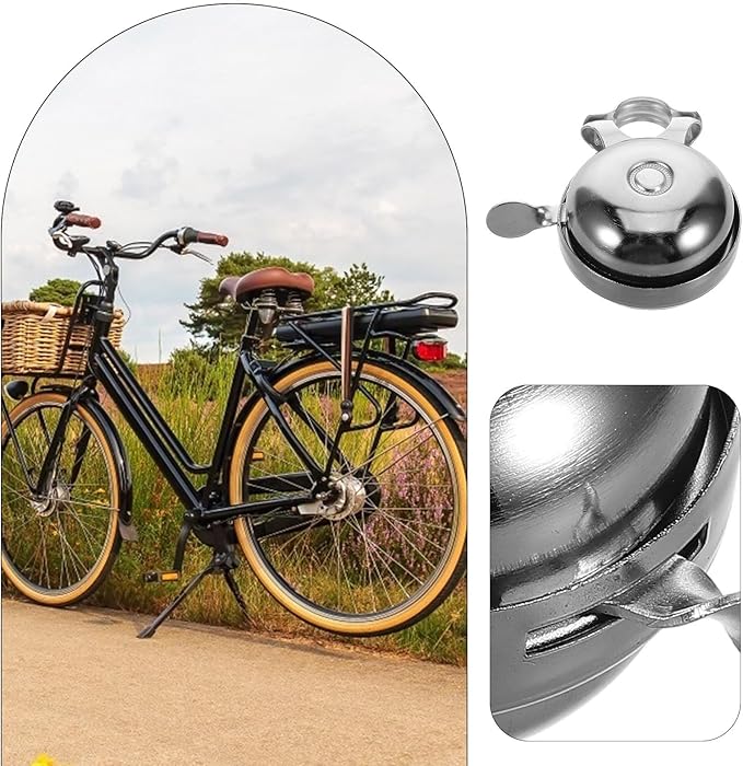 DOITOOL Vintage Bicycle Bell Loud Metal Bike Ring Bell Silver Aluminum for Cycling Accessories Suitable for Mountain and Bikes