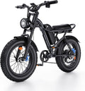 1000W Peak Motor Electric Bike for Adults, 20MPH & 65-Mile Range, 48V 15.6Ah Removable Battery Electric Dirt Bike, with 3 Riding Modes, Dual Suspension Ebike, 20" Fat Tire E-Bike for All-Terrain