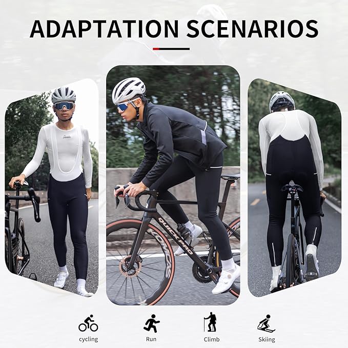 Santic Men's Winter Fleece Pro Cycling Bib Pants 4D Padded Thermal Cold Weather Bike Riding Pants with Pockets