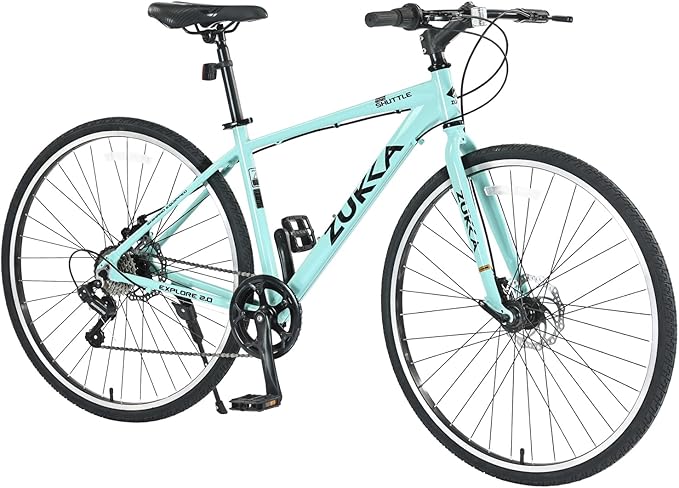 7-Speed Hybrid Road Bike - Aluminum Frame, Dual Disc Brakes, 700C Wheels - Unisex City Bike