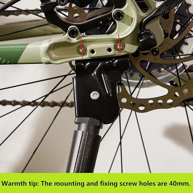 Bike Kickstand Adjustable Bicycle Kickstands Aluminum Side Rear Kick Stand for 24 26 27.5 Inch Mountain Bike/MTB（black-2）