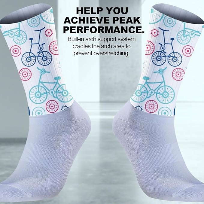 Cycling Socks Athletic Crew Socks Breathable Cushioned Compression Running Hiking Socks For Mens Womens
