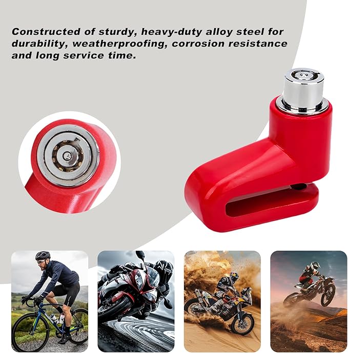2 PCS Motorcycle Disc Brake Lock, Anti-Theft Security Wheel Disc Brake Lock with Keys, Universal Safety Disc Lock for Bikes Scooters Motorcycles, Motorcycle Accessories(Red)