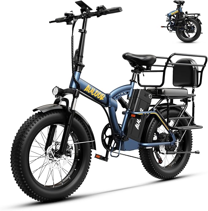 1000W Folding Electric Bike,48V 20AH Removable Battery E Bike,30+MPH,80 Miles Max Range Electric Bike for Adults,20" Fat Tire Foldable ebike,Adult Electric Bicycle for Commute Beach Snow