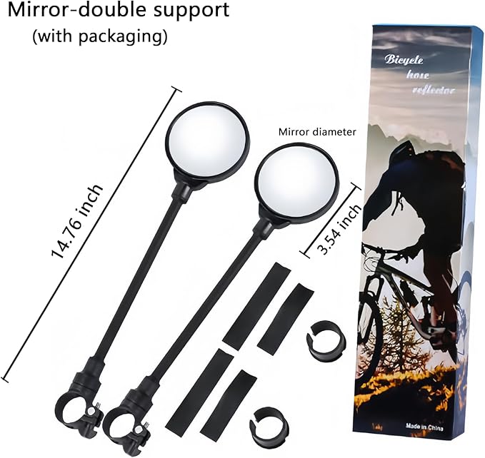 Adjustable and Rotatable Wide Angle Bicycle Rearview Mirror General Shock Proof Convex Mirror for Bicycle Mountain Bike and Electric Car Handle（1 piece）