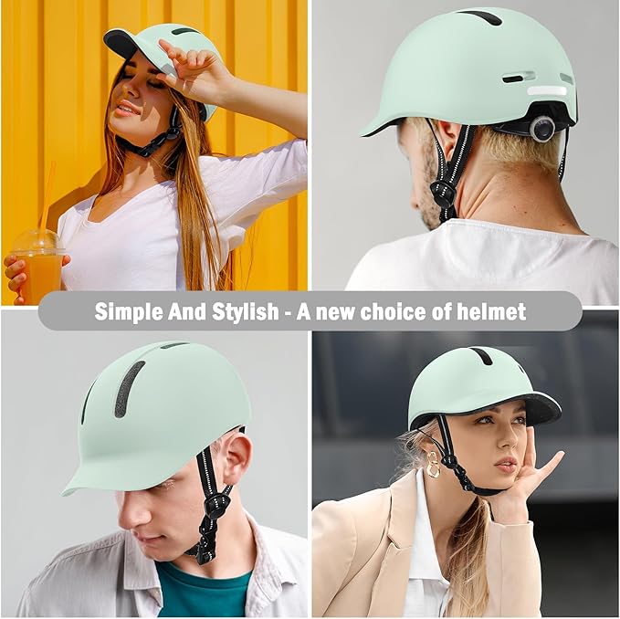 Shinmax Bike Helmet - Lightweight Adjustable Baseball Cap Style Cycling Helmet with Long Visor, Reflective Strip, for Urban Commuter, Mountain & Road Biking
