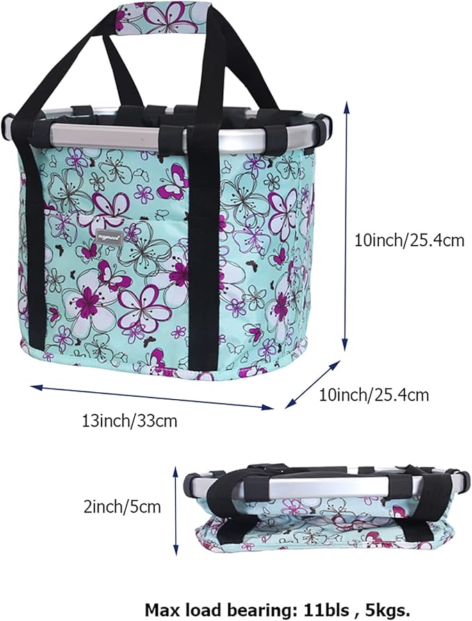 RAYMACE Bicycle Basket Dog Bike Handlebar Basket Front,Folding Detachable Quick Release Easy Install,Cycling Picnic Bag