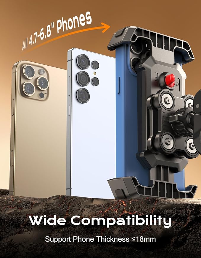 2026 Upgrade Motorcycle Phone Mount [Anti-Shake & Vibration Dampened], Super Stable Bike Phone Holder for iPhone 17/16/15/14 & 4.7-6.8" Phones, Phone Holder for Bike/Bicycle/Motorbike/Scooter