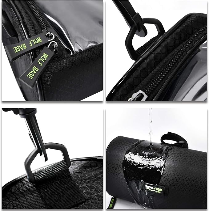 Bike Handlebar Bag, Waterproof Phone Cycling Mount Front Bags, Bicycle Storage Bag with Removable Shoulder Strap, 6 inch Transparent Pouch, Best Gift