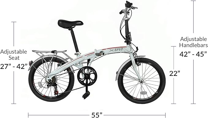 Xspec 20" 7 Speed Folding Compact City Commuter Bike (NOT an Electric Bike)