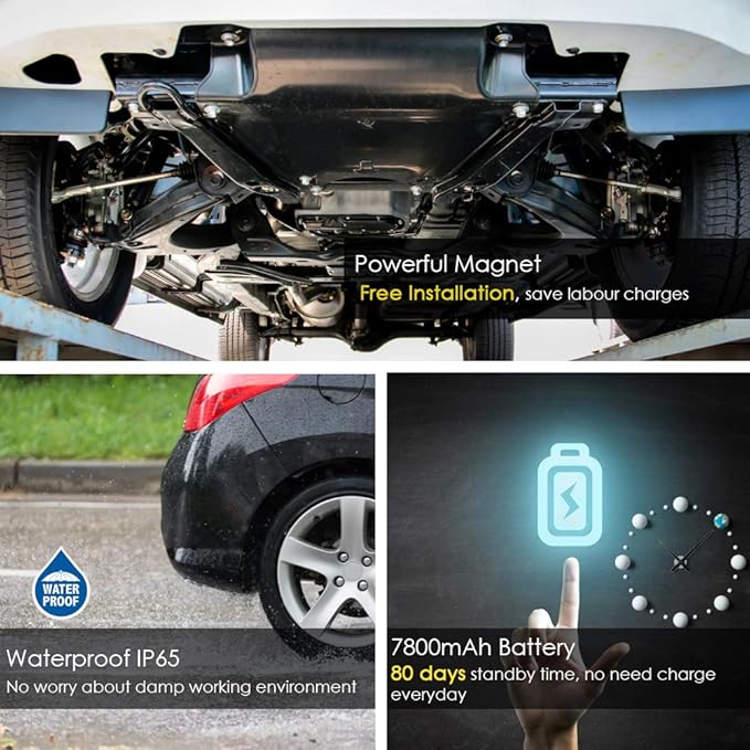 4G LTE Vehicles Car GPS Tracker,Waterproof 4G GPS Tracking Device Motorcycle Trucks Locator Finder Strong Magnetic/Real Time Track/Alarm/Monitor 7800 mAh - 4G TK915
