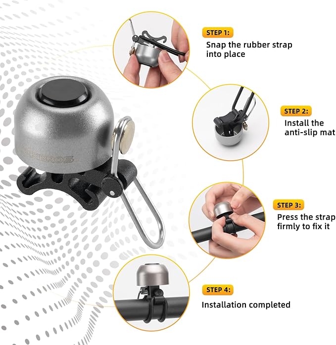 ROCKBROS Bike Bell Classic Bicycle Bell,Loud Sound 100dB Bike Bells for Adults Kids, Fit for 0.87-1.34in Bicycle Handlebars,Road Mountain Bike Accessories