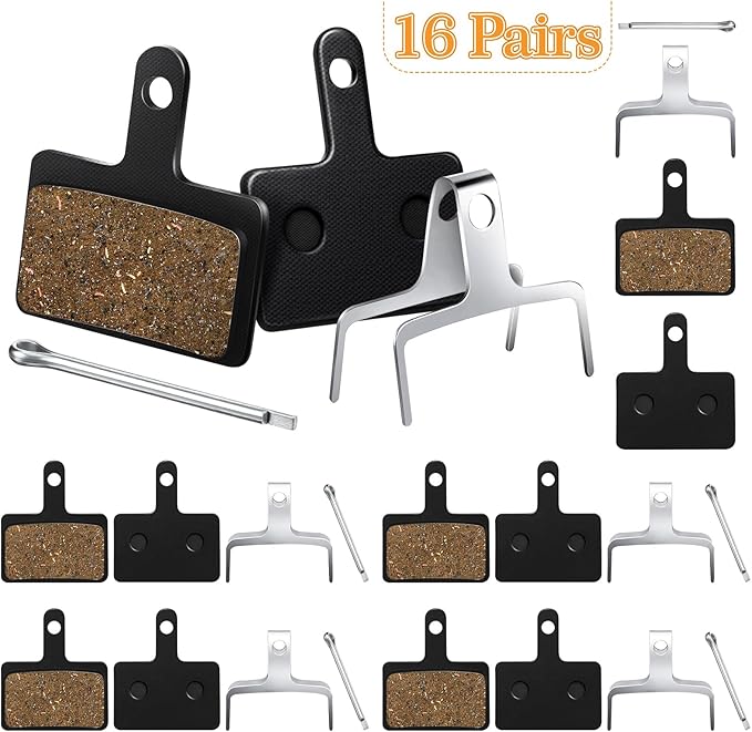 BBTO 16 Pairs Bike Brake Pads Disc Brake Pads with Installation Tools Bicycle Brake Pads for Ebike Mountain Bike