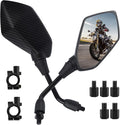 2PCS Motorcycle Mirrors,360° Adjustable Motorcycle Side Mirrors with 8mm & 10mm Bolt,HD Motorcycle Mirrors for Handlebars Wide Angle Rear View Mirror Fits Scooter,Dirt Bike,ATV (Carbon Fiber)