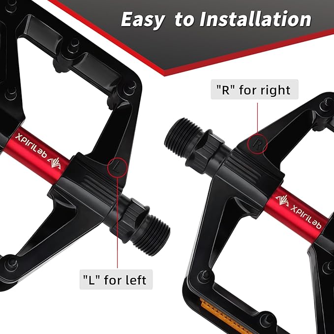 Road/MTB Bike Pedals - 9/16" Sealed Bearing Lightweight Aluminum Alloy Flat Platform Bicycle Pedals with Reflector for Road Mountain BMX MTB Bike