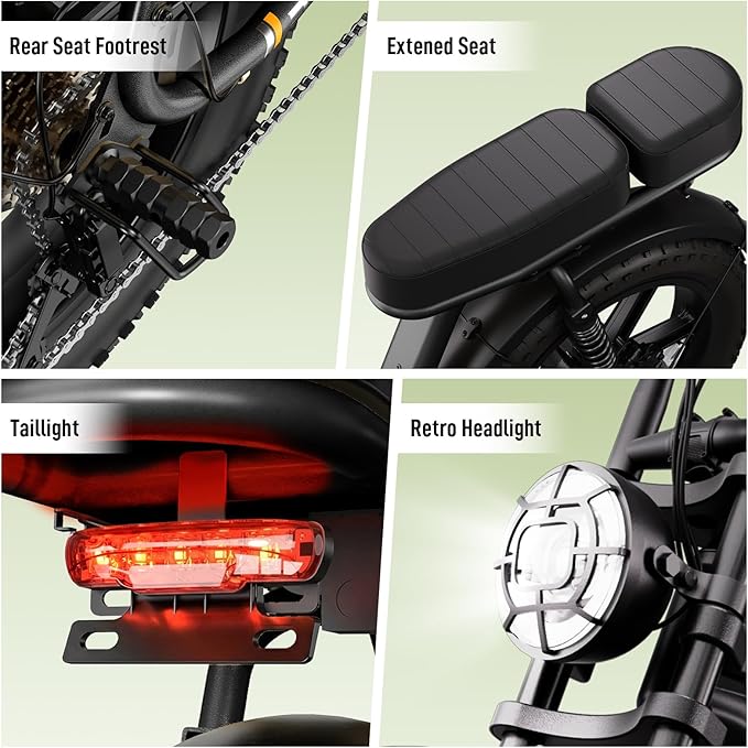 TST Electric Bike for Adults, 1500W Peak Motor Ebike with 48V 15Ah Built-in Battery, 60 Miles Range 28 MPH Electric Bike, 20" Fat Tire E Bike with 7 Speed