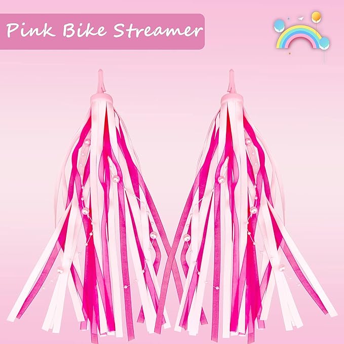 kortes 1 Pack Kids Bike Bell and 2 Pack Kids Bike Streamers for Children's Bike Accessories (Pink, Red,& Blue)