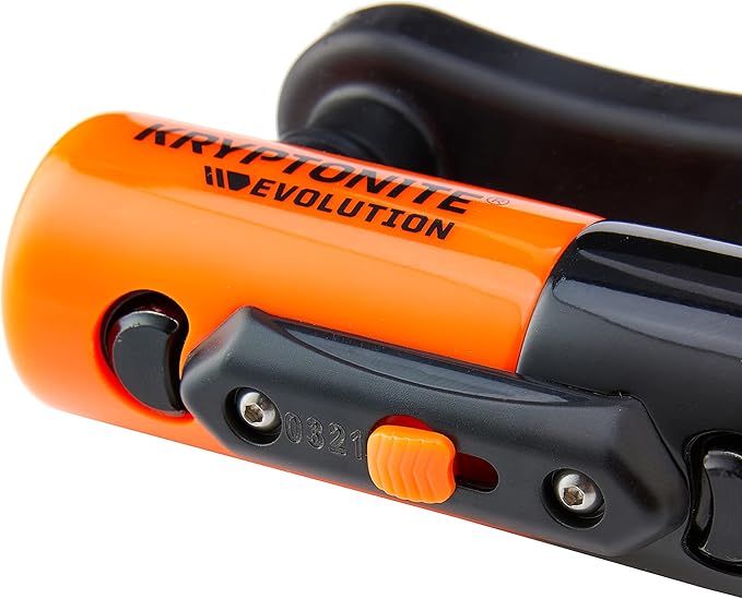 Kryptonite Evolution Compact Disc Lock, 13mm Hardened Max-Performance Steel Shackle, Sold Secure Gold and Art 4-Star, High-Security Anti-Theft Orange Bike Lock, Includes 3 Stainless Steel Keys