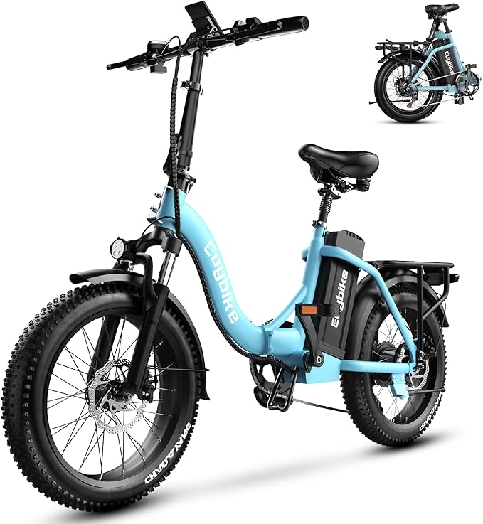 1000W Folding Electric Bike,48V 20AH Removable Battery E Bike,30+MPH,80 Miles Max Range Electric Bike for Adults,20" Fat Tire Foldable ebike,Adult Electric Bicycle for Commute Beach Snow