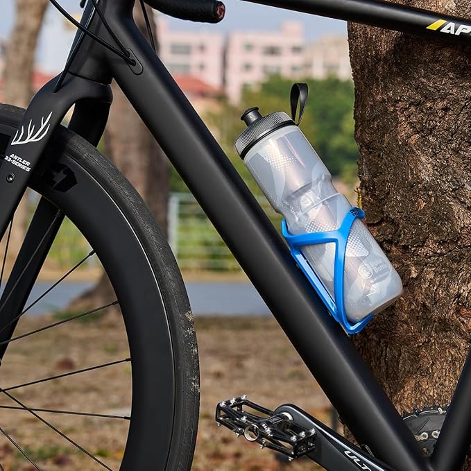 Corki Cycles Bike Water Bottle Holder, Right Side Load Water Bottle Cage for Road, Mountain, Gravel Bicycle Palatinate Blue 2 Pack