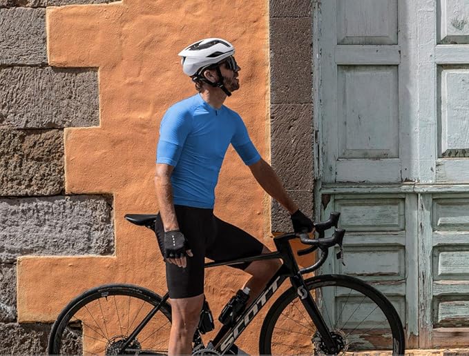 Lo.gas Cycling Jersey Men Short Sleeve, Road Bike Jerseys Full Zipper with Pockets, Bicycle Clothing Breathable Quick Dry