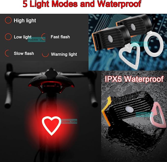 Bike Tail Light LED Rechargeable Rear Bicycle Light for Night Riding Cycling Bright Back Mountain Bike Ebike Accessories Waterproof Safety Warning Light for Adult Kids
