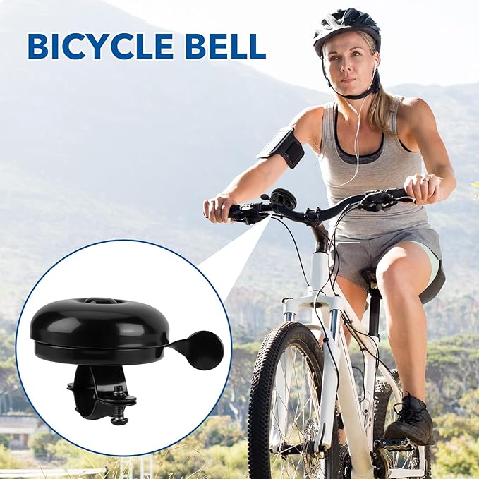 Aluminum Bike Bell 2 Pack, Loud Clear Sound Bicycle Bell for Adults & Kids Bikes, All-Metal Anti-Rust Cycling Bell, Easy Install for Road & Mountain Bike Accessories