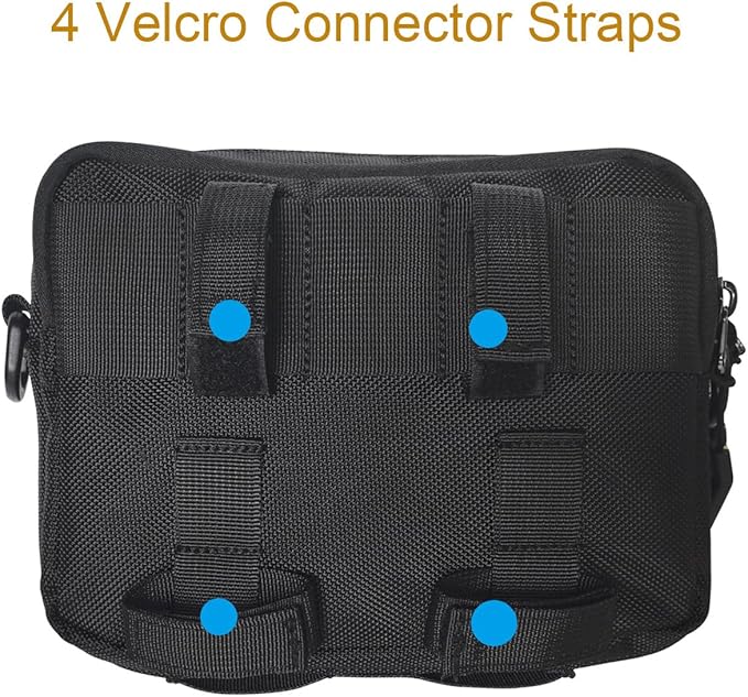 Larswon Motorcycle Handlebar Bag – Water Resistant Front Fork Pouch Storage Compatible with Cruiser, Softail, Dyna, Sportsters, Dirt Bike & Bicycle | Detachable Strap | Customizable Patch Black