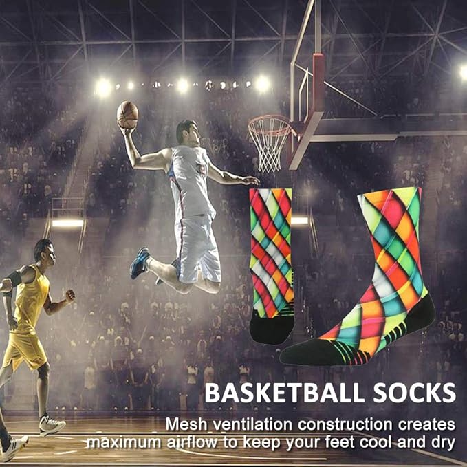 HUSO Cycling Socks for Men Women, Novelty Bike Socks Fun Running Basketball Athletic Crew Socks 3, 4, 7 Pairs