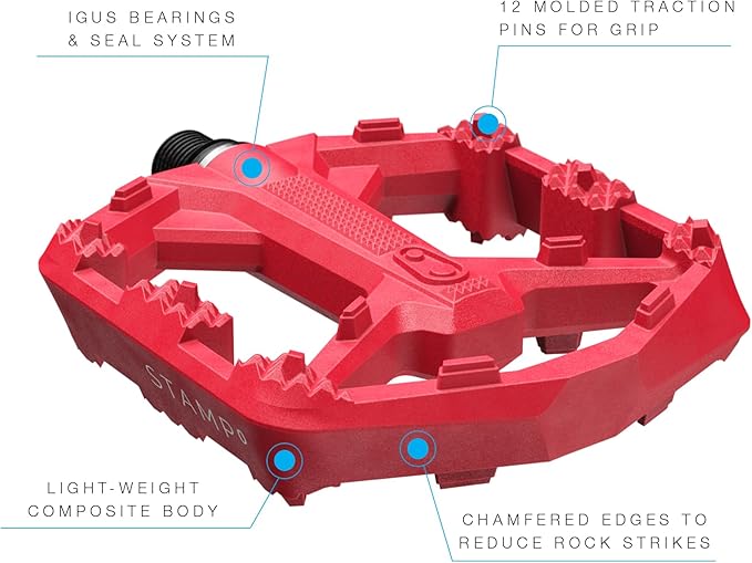 Crankbrothers Stamp Flat MTB Pedals - Size-Specific, Lightweight, Versatile, Durable Bike Pedals