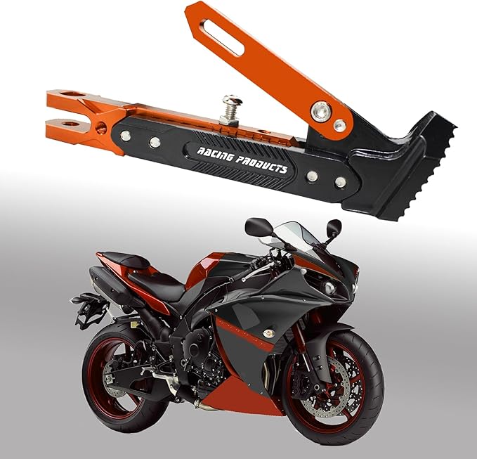 Universal Motorcycle Kickstand Accessories Motor Modified CNC Aluminum Alloy Adjustable Tripod Holder Kickstand Foot Side Support Stand Motor Scooter Motorbike Dit Pit Bike (orange)
