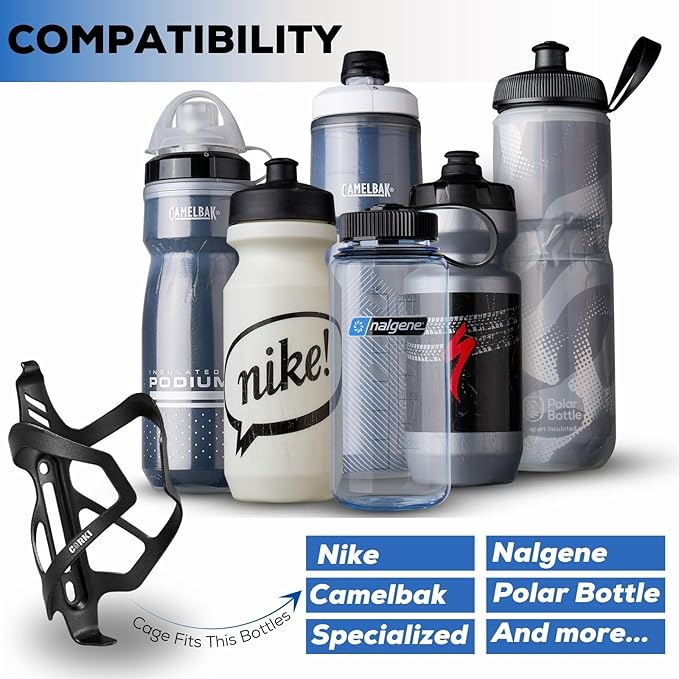 Corki Cycles Heavy Duty Bike Water Bottle Holder, Lightweight Aluminum Cage Shockproof Design for Road Mountain Gravel Bikes, Holds 18-30 oz, 2-Pack Black
