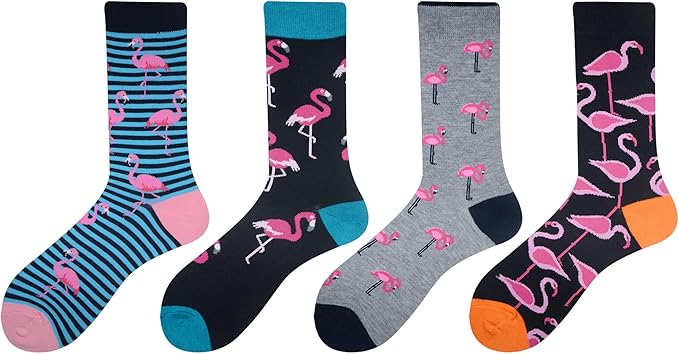 Cansok Men's 2/4 Packs Fun Crazy Novelty Dress Crew Socks