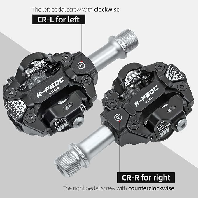 Compatible Clipless MTB Mountain Bike Pedal Dual Sided Lightweight Aluminum 9/16″ Platform Bicycle Pedals with Cleats for Road