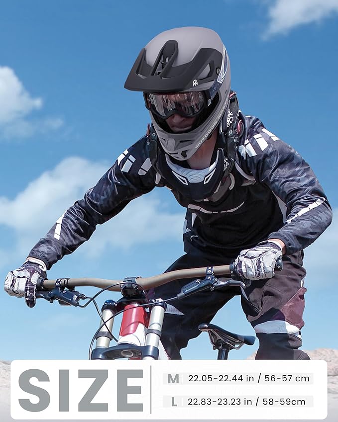 OutdoorMaster Full Face Mountain Bike Helmet for Men & Women - Durable, Impact Resistant, Ventilated, Adjustable Visor - Downhill Race BMX MTB Helmet