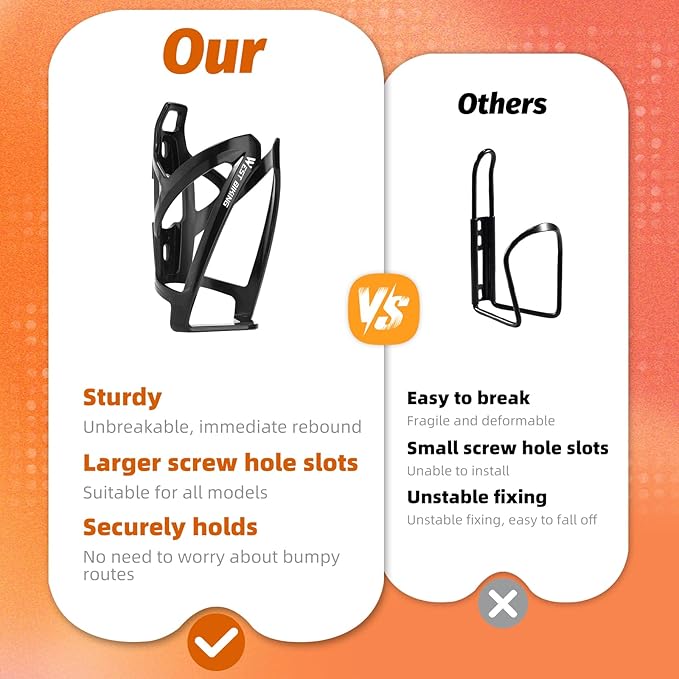 West Biking Bike Water Bottle Cages Ultra-Light Durable PC Bicycle Bottle Holder with Screws Tool, Easy Installation Bicycle Drink Cup Holders Cycling Kettle for MTB Road Bikes