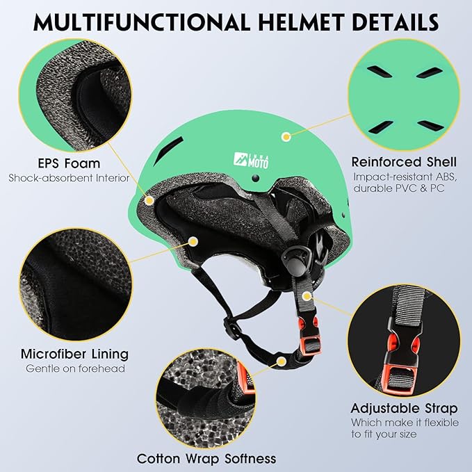 Skateboard Helmet for Adults - Adjustable Certified Safety Adults Helmet for Skateboarding Bike Bicycle Scooter Cycling Skate Skating Multisport Helmets for Women Men Boys Girls Kids Youth