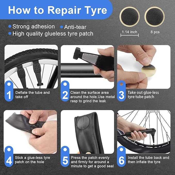 Ultimate 27-Piece Bike Repair Kit - Roadside Emergency Savior with 120PSI Mini Pump (Fits Presta & Schrader), 16-in-1 Multitool & Glue-Free Tire Patch, Pro Set for Road & Mountain Bikes