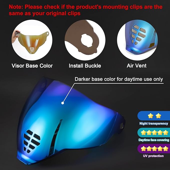 PSLER IC-06 visor- Icon Airflite Face Shield Motorcycle Helmet Visor Accessories Replacement for Icon Airflite IC-06，Deep Blue