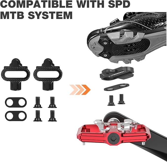 CXWXC Mountain Bike Pedals Compatible with Shimano SPD Cleats - Dual Sided Plat & Clip Pedal, 9/16” Bicycle Platform and Clipless Pedals for Road, MTB, and Hybrid Bikes