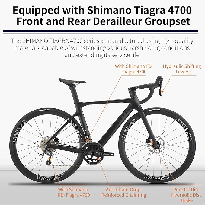 SAVADECK Carbon Road Bike, T800 Carbon Fiber Frame 700C Racing Bicycle with Shimano R4700 20 Speed Groupset and Hydraulic Disc Brake, Ultra-Light Carbon Bike for Adult