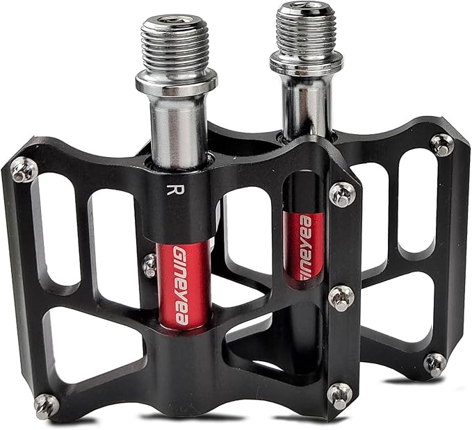 Road/MTB Bike Pedals CNC Aluminum Alloy Bicycle Pedals - Seal Bearing Mountain Bike Flat Platform Pedal with Removable Anti-Skid Nails