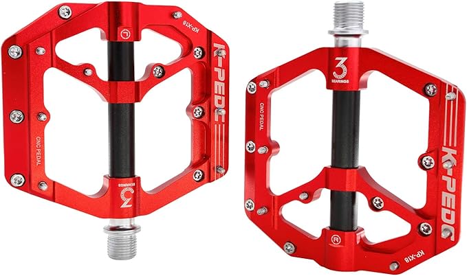 Aluminum Alloy 9/16" Bike Pedal MTB Wide Platform Flat Non-Slip Bicycle Pedals with 3 Bearings for Mountain Bikes, Road, BMX