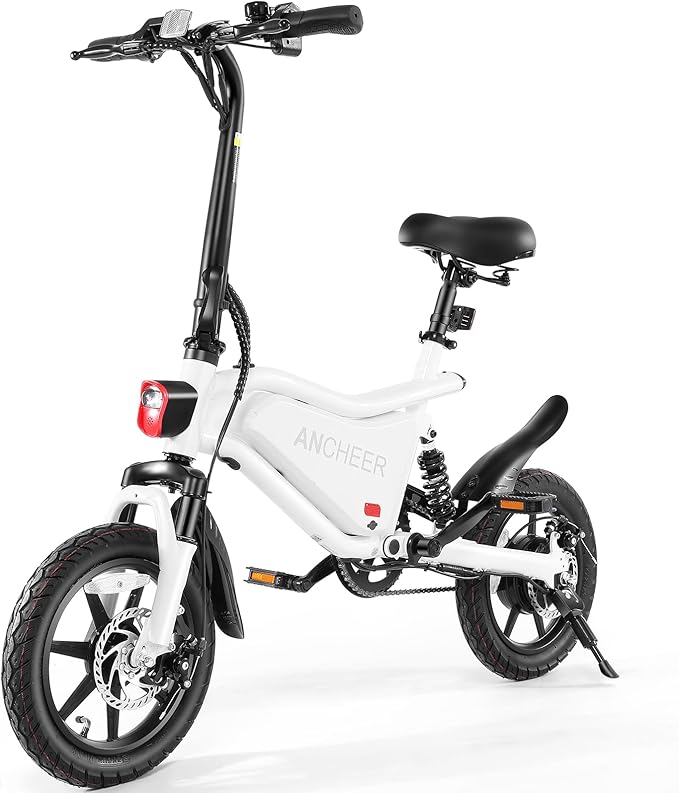 ANCHEER Folding Electric Bike for Adults, 374Wh Ebike, 20MPH Electric Bikes, 14" Foldable Electric Bicycle, 20-50 Miles Electric Bikes, E Bike, LCD Display, Dual Suspension, UL2849 Compliant
