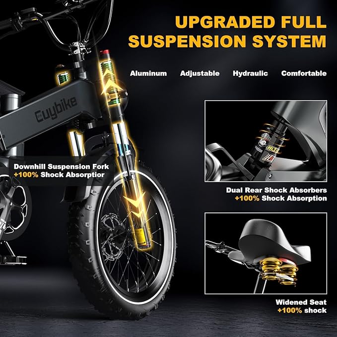 3000W/2000W Peak Dual Motor/Single Motor Foldable Electric Bike for Adults, 52V 30Ah Removable Battery, 35 MPH & 120 Miles, 20"x4.0" Fat Tire Mountain Bicycle, Magnesium Alloy Frame Dirt Ebike