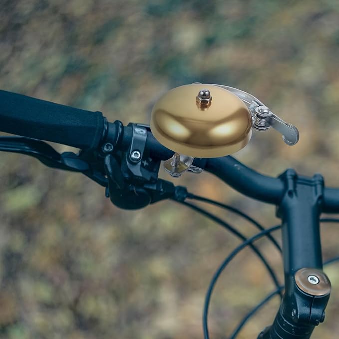 PRETYZOOM Vintage Bike Bell Loud Crisp Sound Hand Ringing Cycling Bell for Mountain and Road Bikes Aluminum Alloy Golden Finish