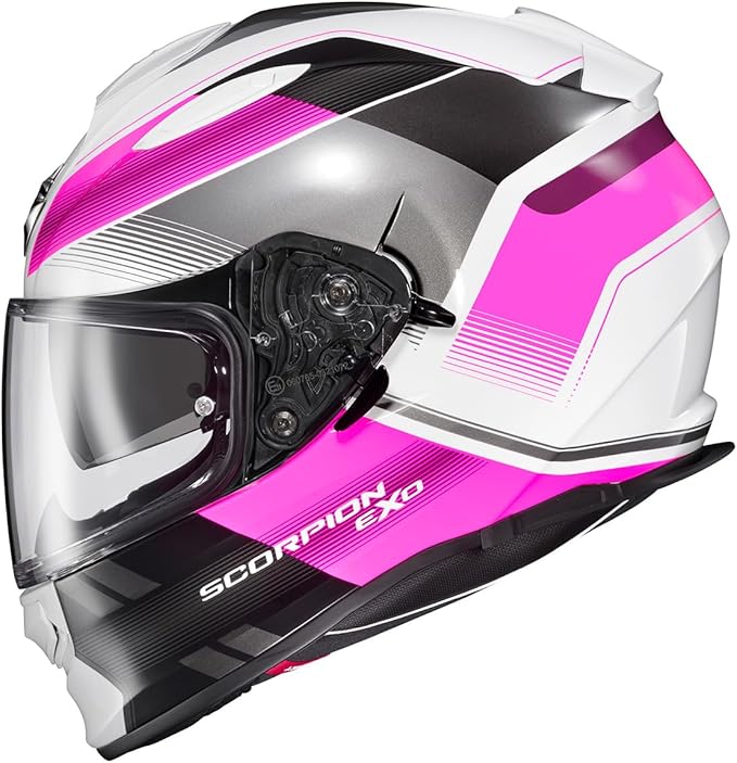 ScorpionEXO Ryzer Full Face Motorcycle Helmet with Pinlock Ready Shield with Integrated Speaker Pockets DOT ECE Approved Edge (Pink - Medium)